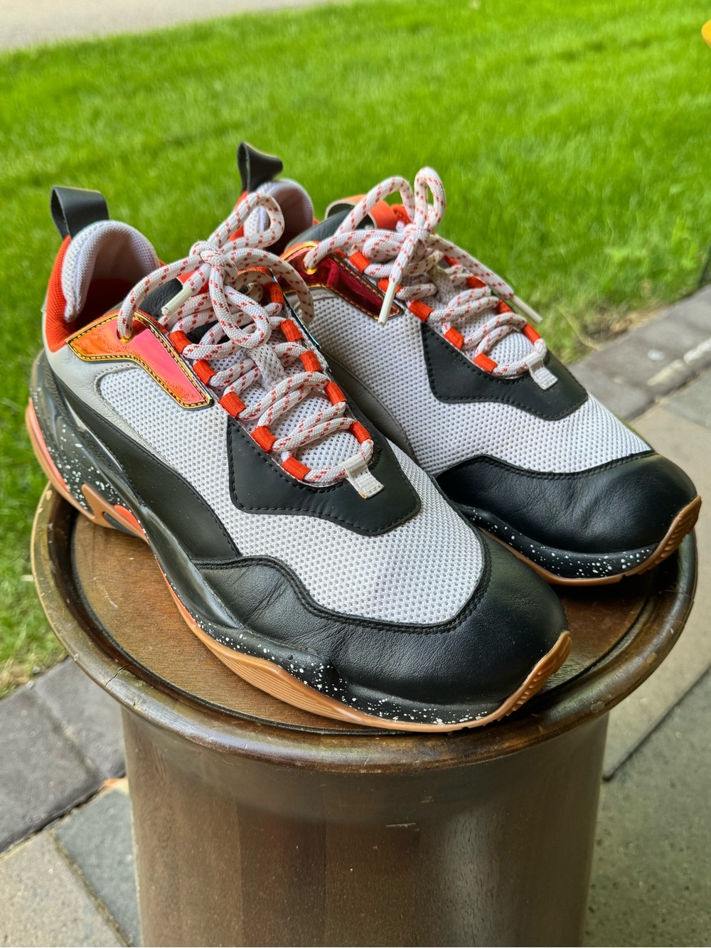 Puma Men's Black, White & Orange Chunky Sneakers